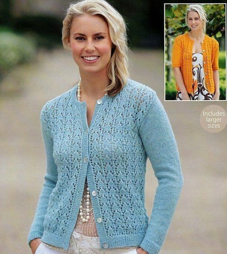 WOMEN'S LADIES LACY KNIT CARDIGANS DK 