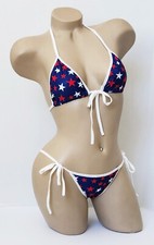 Red, White and Blue Stars Bikini Scrunched or Not - Custom Made - XS - L