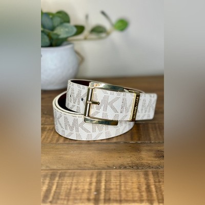 Michael Kors White XL Monogram MK Belt