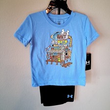 Under Armour Shorts Set 24M Boys Fishing Bait  Tackle Mesh Shorts T-Shirt