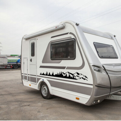 2X 140cm Aufkleber Wohnwagen Wohnmobil Caravan Camper Auto Berge