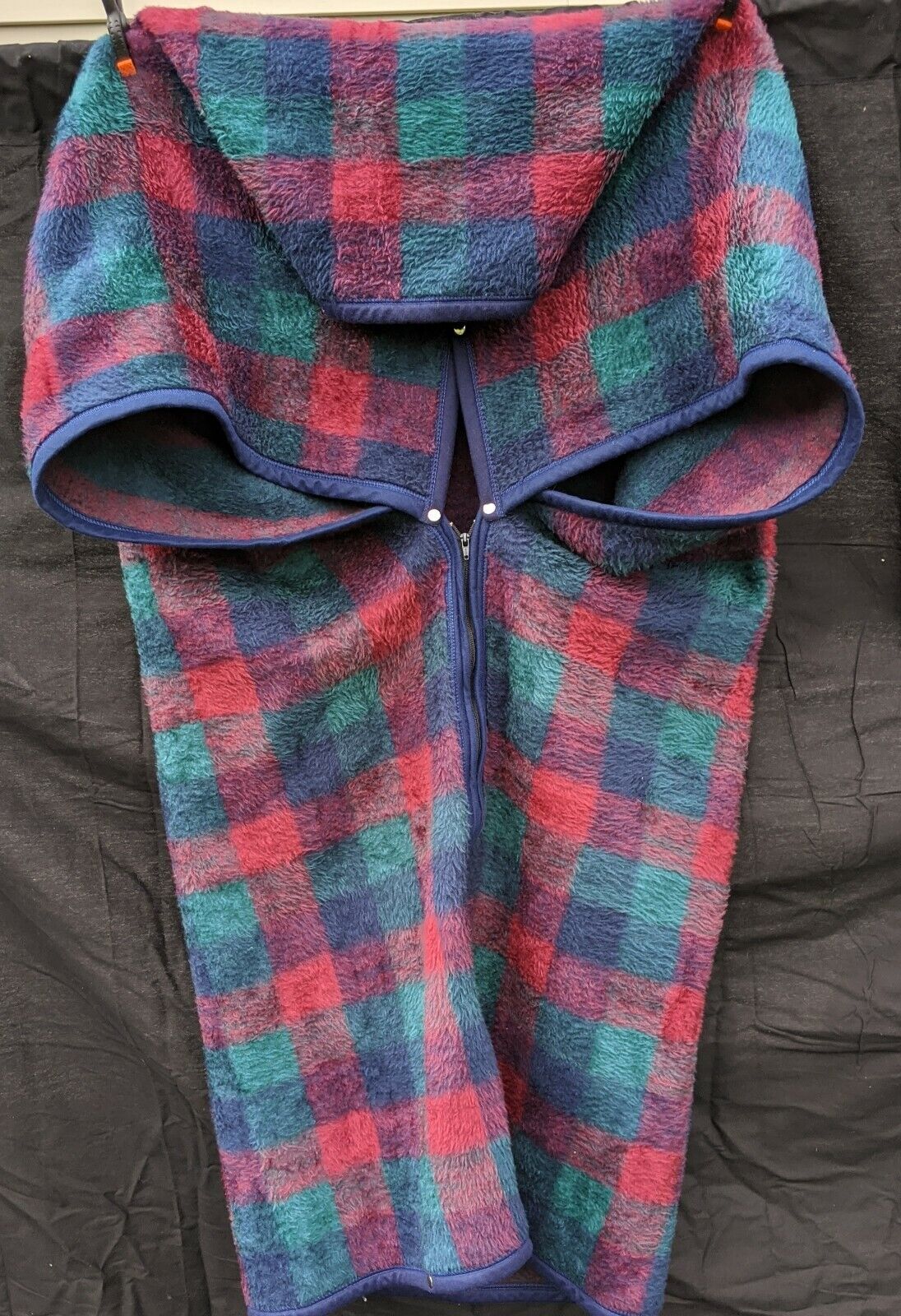 Vintage Biederlack Blanket Cuddle Wrap Snap Zip Acrylic Fleece Plaid | eBay