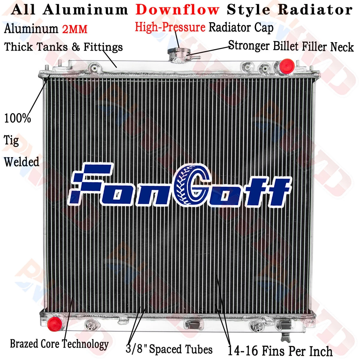 DNA MOTORING Aluminum Core Radiator For Nissan Frontier Equator 2.5L 2005-2019 OE Style