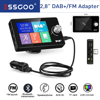 DAB+ Autoradio Adapter Bluetooth FM Transmitter Musik 2.8'' LCD Bildschirm USB TF