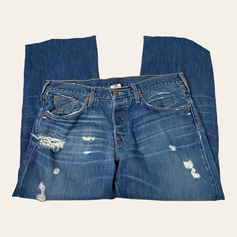 True Religion Mens Section XXX Luke Jeans Size 36 (38X28) Distressed Flaw - Image 2 of 4