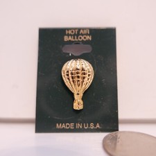 1" Inch HOT AIR BALLOON PIN GOLD TONE Made in USA !!!