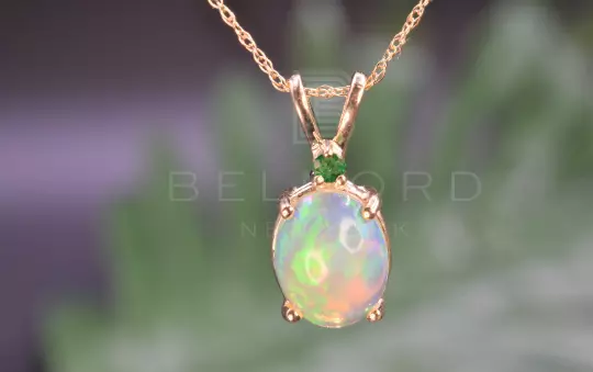 EMERALD OPAL NECKLACE Ethiopian Opal pendant Natural emerald