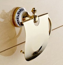 Wall Mounted Gold Color Brass Toilet Paper Roll Holder Bathroom Accessory fba251