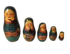 Vintage Nesting Dolls Captain Old Man Beard & Pipe Nautical Salior (5) India