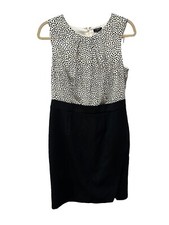 Talbots Blouse Top Ponte Knit Skirt Polka Dot Dress Black White Size 10P Career