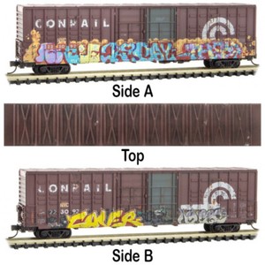 Micro Trains Mtl N Scale 60ft Box Car Conrail Cr Graffiti Weathered Ebay