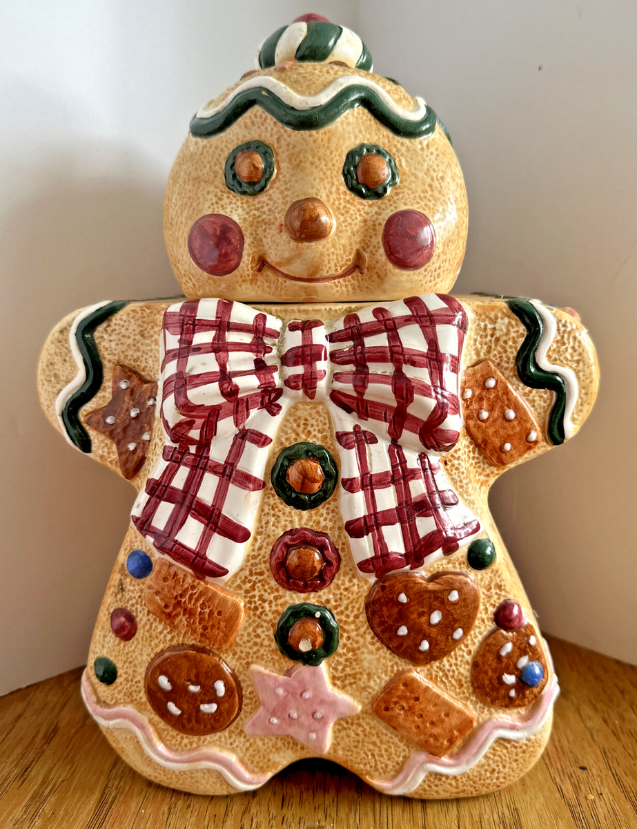 Vintage 90s Jay Import Gingerbread Man Lrg Christmas Cookie Jar
