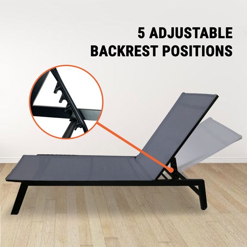 2PCS Sun Lounge Reclining Beach Chair Deck Camping Fishing Patio Outdoor Pool - Picture 4 of 8