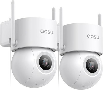 Aosu 2PACK 3K 5MP Überwachungskamera Aussen mit Kabel, 360° PTZ WLAN Kamera