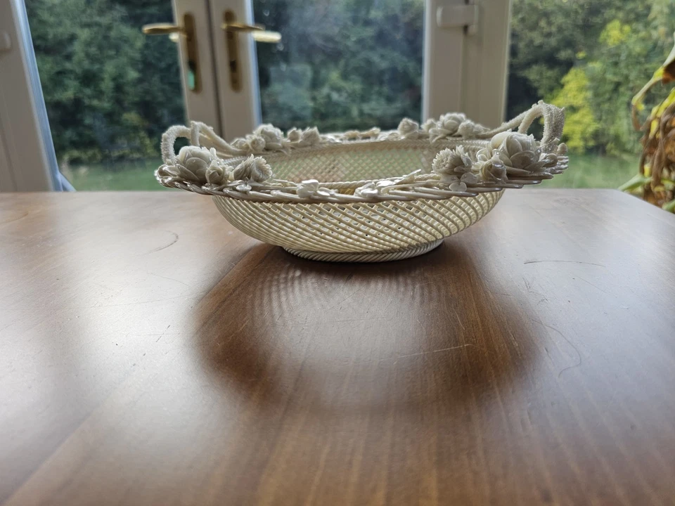 Antique Belleek Sydenham Four Strand Basket Floral Irish Porcelain c1900 24cm - Image 2 of 4
