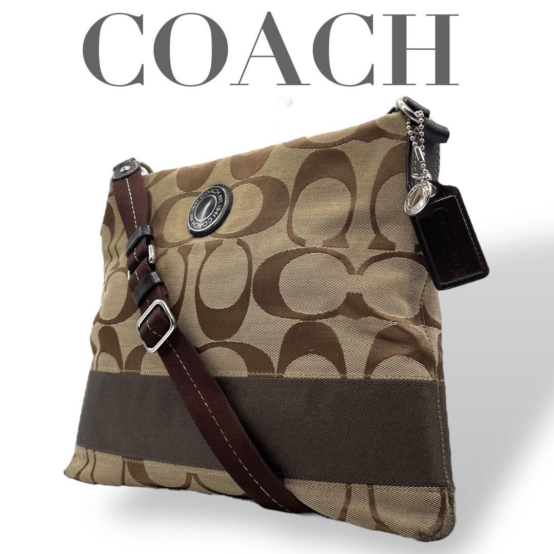 Coach Signature Beige Canvas Shoulder Bag Authentic I0708484  