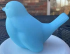 VTG Fenton Art Glass Blue Custard Satin Bird Songbird +++++