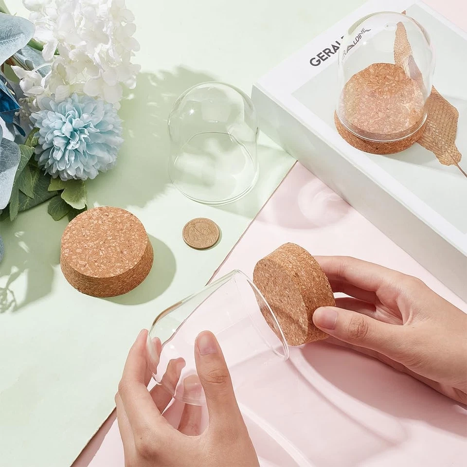 4 Set Dome Display Glass Jar with Cork, 2.57x3.6inch Tabletop Centerpiece Clo... - Image 3 of 4