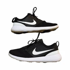 Size 11.5 Nike Roshe AA1837 001 Black White Golf Soft Spikes Sneakers Shoes Mens