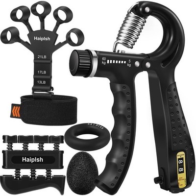 Grip Strength Trainer Kit (5 Pack) with Finger Exerciser, Hand Grip Strengthe...