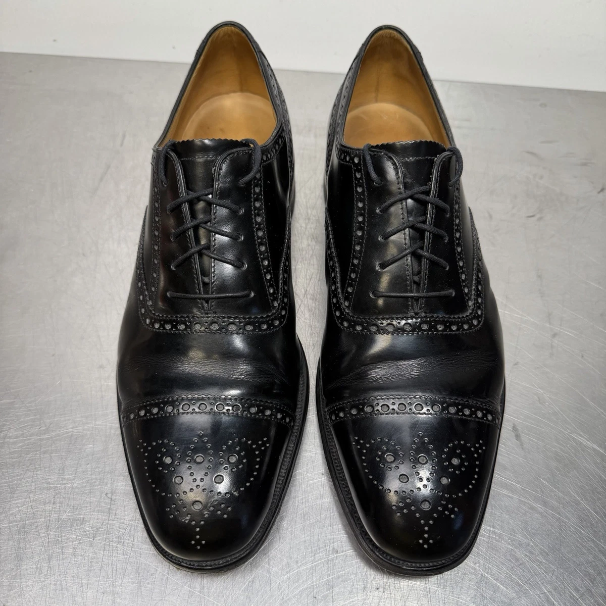 Charles Tyrwhitt SHB0078BUK Mens Black Leather Oxford Dress Shoes Sz:9 High-Shine Leather Luxury Oxford Shoes - Black | Charles  main image 3