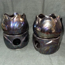 Black Iridescent Glaze Clay Wax Warmer Luminary