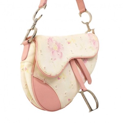 ディオール/クリスチャンディオール M - Auth [6dc3972] Christian Dior Handbag saddle Canvas Ivory Pink