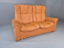 Two Seater Settee Ekornes Stressless Tan Leather Recline Retro  EB10922 M2SS