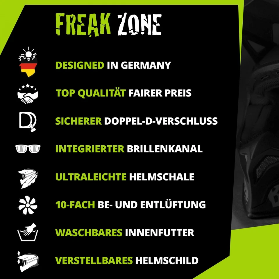 Broken Head Motocross-Helm FreakZone Schwarz-Rot - Bild 3 von 4