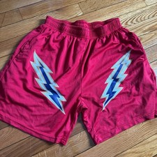 Eric Emanuel Men's Red Lightning Bolt Shorts