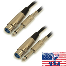 2 SET 1Ft XLR 3P Female to 1/4  TS Balanced Audio Male Microphone Cable MONO