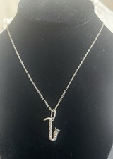 Gorgeous Saxophone Necklace - 925 Sterling Silver Charm Musical Instrument