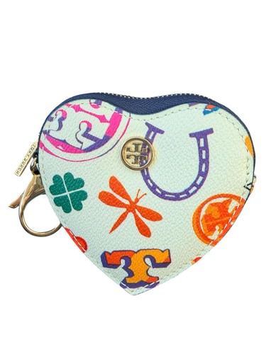 Tory Burch Heart-Shaped Coin Purse with Colorful Print