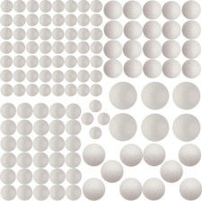126 Pack Craft Foam Balls, 5 Sizes Including 1-2.4 Inches, White Polystyrene Smo