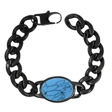 Classic & Elegant Turquoise 18K Black Gold Over Men's Cuba Chain Bracelet 8"