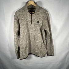 Maven Co-op Pullover Sweater Mens Large 1/4 Zip Mock Neck Brown Heathered