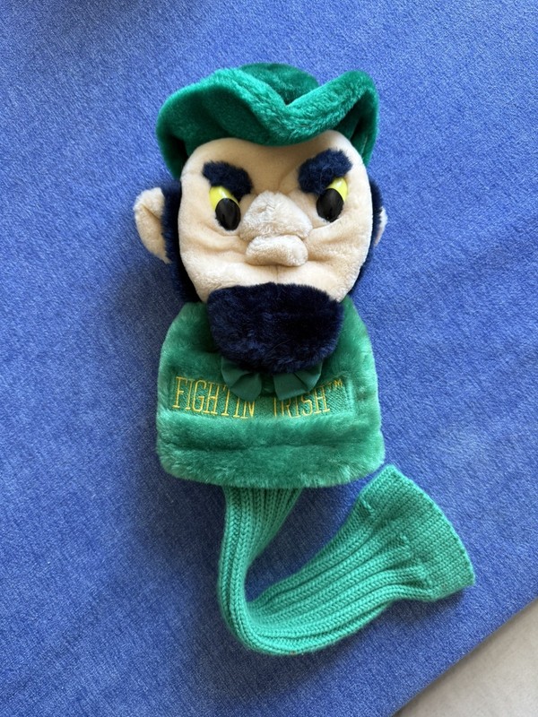 Fighting Irish Leprechaun Golf Club Driver Head Cover Notre Dame Mascot Vintage
