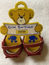 Build A Bear Red Mary Beary Jane Glitter Flats Shoes Bow in Front NIP NWT BAB