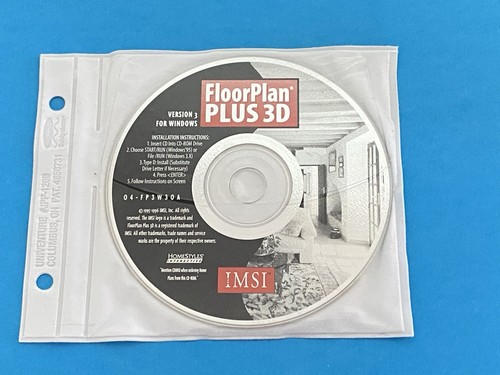 IMSI 1995 Floor Plan Plus 3D & Garden Designer Version 1.0 CD-ROM Windows 2 Disc - Picture 3 of 4