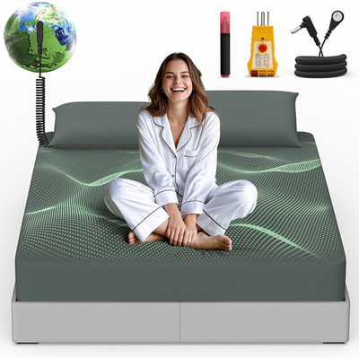 Grounding Sheets Queen Size, 95% Cotton + 5% Pure Silver Fiber, Fitted Bed Sheet