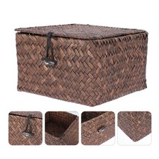 Large Baskets Kitchen Multifunctional Storage with Lid Tall Wicker