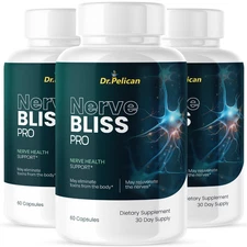 Nerve Bliss Pro- Nerve Health & Brain Support- 3 Bottles- 180 Capsules