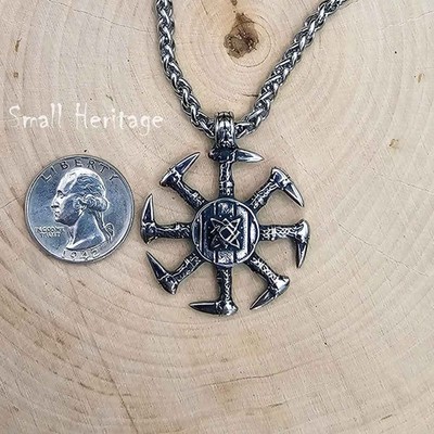 Stainless Steel Amulet Slavic Kolovrat Symbol Pagan Sun Wheel Pendant for Men Al