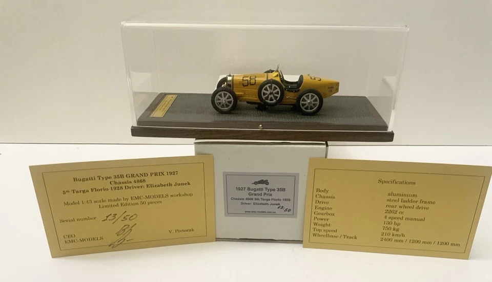1/43 Bugatti Type 35B GRAND PRIX Chassis 4868 5th Targa Florio 1928 Handmade EMC - Image 2 of 4