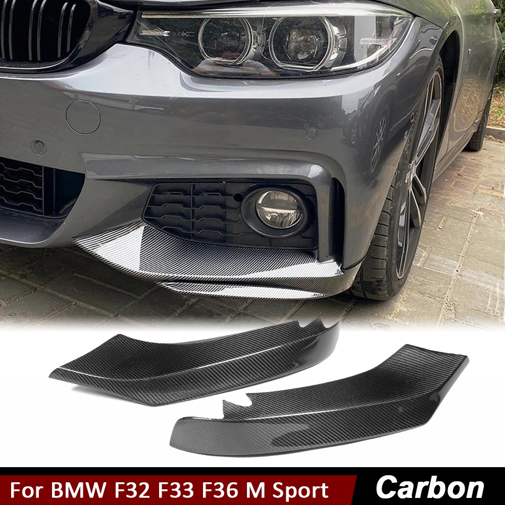 For BMW F32 F33 F36 M Sport 2014-19 Carbon Fiber Front Bumper Lip Splitters Fins