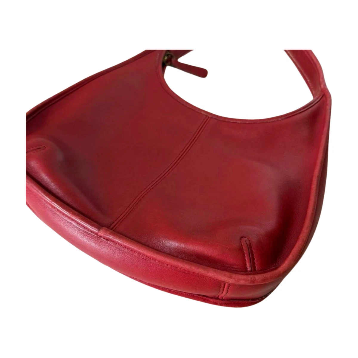 Vintage COACH 9025 Ergo Zip Hobo Bag Red Glovetanned Leather