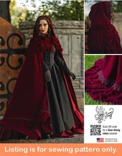 SEWING PATTERN Womans Costume - Cloak Cape Hood Regency Renaissance Gothic 3190