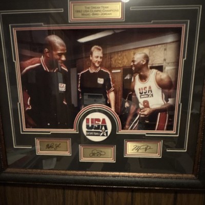 USA Basketball Dream Team Framed Signed Photo Jordan Johnson Bird 1992 Olympic