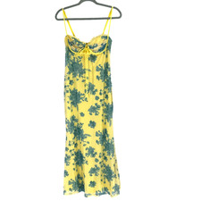 Saints & Secrets Babydoll Maxi Slip Dress Women's Large Yellow Floral Sexy NEW