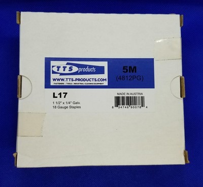TTSL17 18 Gauge 1/4'' Crown, 1-1/2'' Leg. Per 5000 Pcs/Box Galvanized Staples